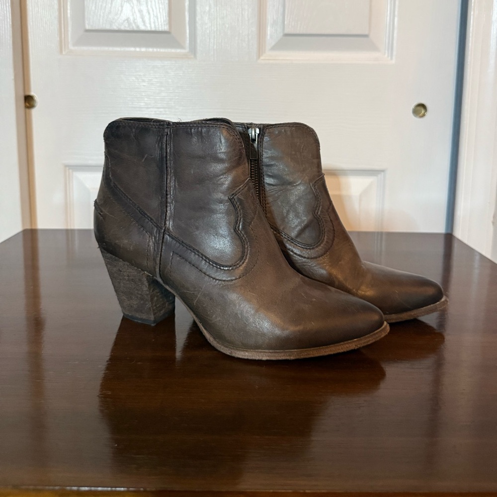 Frye Dark Brown Ankle Booties